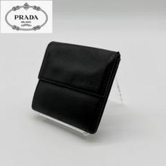 【美品】PRADA コインケース レザー サフィアーノ 型押し ブラック 黒