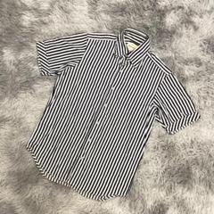 『THE SUIT COMPANY』ワイシャツ　ストライプ　ネイビー　半袖(M)