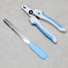 ペット用爪切り 爪ヤスリ付き 犬 猫 ウサギ等に(ブルー)未使用品