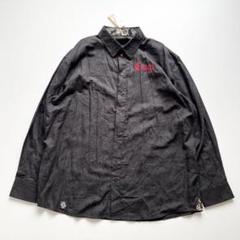 coogi クージー 総柄シャツ 長袖 ブラック 刺繍ロゴ C311