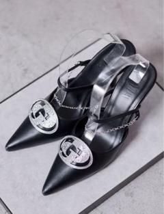 GYDA/3way GDビジューMOLDチェーンストラップポインテッドミュール 3way GDビジューMOLDチェーンストラップポインテッドミュール