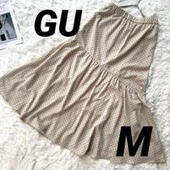 GU ドット柄 フレアスカート スカート 可愛い 水玉 ベージュ Mサイズ