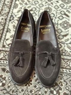【着用数回】Loake タッセルローファー　7 1/2　ボルドー 美品】LOAKE タッセル付きローファー ボルドー