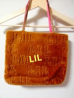 LIL★ルージュヴィフ★ベージュ×ピンクふわふわトートバッグ