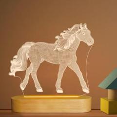3Dイリュージョン LEDナイトライト 馬 暖かい黄色の光