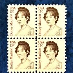 外国切手 アメリカ ドリー•マディソン 未使用 4枚田型 1980年