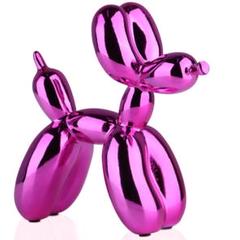 光沢のある電気メッキバルーン犬の像 装飾装飾品装飾モダン(17cm、ピンク)