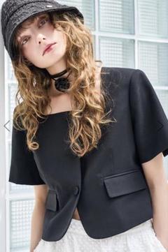 ジェネラルアイディア　スクエアネック ハーフ ジャケット [BLACK] M