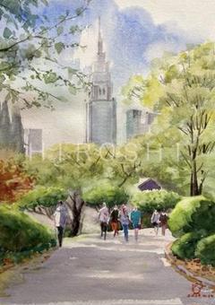 50%OFF 763＊新宿御苑10月 透明水彩画 原画 透明水彩画 - メルカリ 絵画