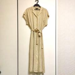 チェックシャツワンピース　イエローベージュ色　夏　　レディース