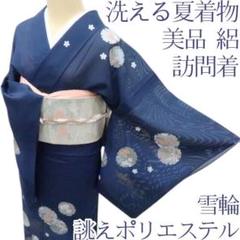 美品 洗える夏着物 誂えポリエステル 蝶 絽 訪問着 着物 A2752