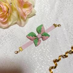 ハンドメイド 鬼滅の刃 マスクフック 蝶々リボン みつりちゃん柄