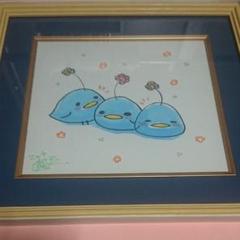 色紙画 桑原 絹 「おひるね」