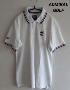 ⛳️アドミラルゴルフADMIRALGOLF⛳️メンズ鹿の子ホワイトポロシャツ　L