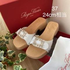 関税送料無料【ROGER VIVIER】ミュール サボ スリッパ ビジュー クリーム Woman スライディー ヴィヴ レザー ミュール