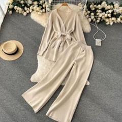 春 秋 コーデ セットアップ 2点セット トップス + パンツ フォロ割 6色