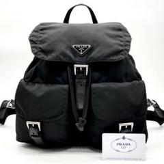 ✨美品✨プラダ リュック バックパック 三角ロゴプレート ナイロン レザー 黒
