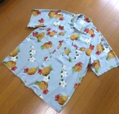 カールヘルム　半袖レーヨンアロハシャツ　パイナップル×ハイビスカス柄