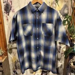 SUGGESTION 半袖シャツ Lサイズ 青チェック