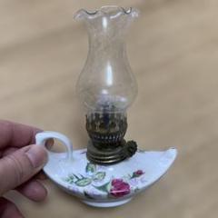 花柄オイルランプ 手のひらサイズ　レトロ　ヴィンテージ 陶器