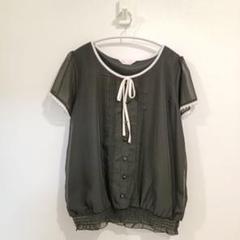 新品 ブラック リボン レース ブラウス キレイめ 上品 かわいい 半袖