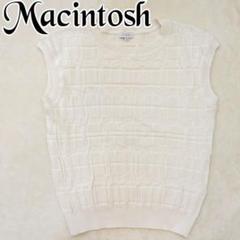 【美品】綿麻素材　マッキントッシュ　型押しトップス　フレンチスリーブ