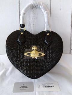 Vivienne Westwood ハート型バッグ　ブラック　クロコ型押し 新品 Vivienne Westwood ハート型 ショルダーバッグ クロコ型