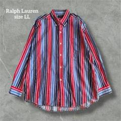 ラルフローレン 長袖シャツ レッド ブルー 派手 チャップス ストライプB061