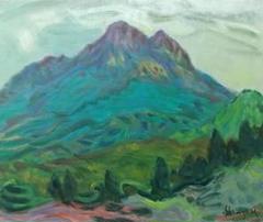 「由布岳」2006 P10 絵画 油絵 油絵「由布岳」F8 絵画 - メルカリ