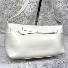 FURLA フルラ　ハンドバッグ　リボン　本革　レザー　ホワイト　ポーチ