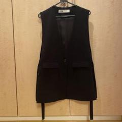 新品 ZARA ザラ スリットベスト ジレ サイドベルト 黒 ZARA(ザラ) スリット ベスト レディース トップス ジレ ブラック