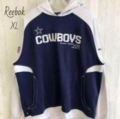 Reebok　リーボック　刺繍ロゴ　パーカー　フーディー　NFL XL ネイビー