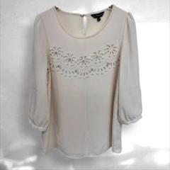 D2》La Chapelle 7分袖　大人綺麗めフラワーデザインブラウス　 S①