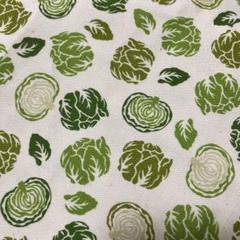 野菜柄 キャベツ みどり 生成り 生地 はぎれ ハンドメイド 素材 ベジタブル