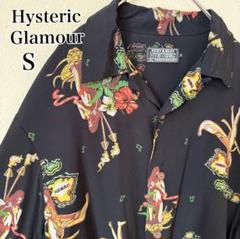 希少✨美品HYSTERIC GLAMOUR ギター ヒスガール 刺繍アロハシャツ 希少XL】ヒステリックグラマー☆刺繍ロゴ 迷彩 ギターガール t