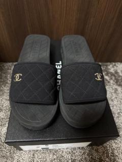 CHANEL ブラック キルティング サンダル　38
