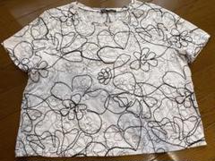 ZARA花柄刺繍 ホワイト Tシャツ Lサイズのサムネイル