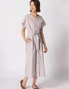 上品！美品♦︎IENA Wタック オーバーSH OPロングワンピース日本製グレー