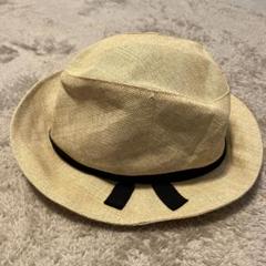 こどもビームス　ベージュ 麦わら リボン付きハット