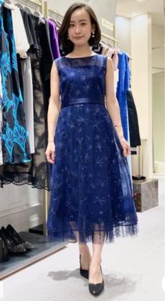 高級感✨グレースコンチネンタル ワンピース ドレス ネイビー 総柄 36 結婚式 高級感✨グレースコンチネンタル ワンピース ドレス ネイビー 総