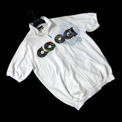 COOGI クージー　ビッグ刺繍ロゴ　半袖スエット ジップパーカー XXL