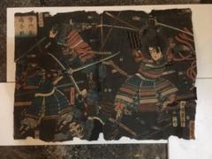 浮世絵 孟斎『八犬伝之内 芳流閣』（三枚続） 木版画 歌川芳虎 浮世絵 孟斎『八犬伝之内 芳流閣』（三枚続） 木版画 歌川芳虎