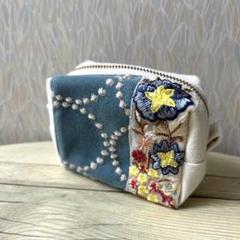 専用　ミナペルホネン　トイプードル刺繍　キーケースポーチ　ハンドメイド♪ ミナペルホネン トイプードル刺繍 キーケース ポーチ