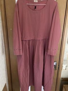 飛行船 cara 花刺繍入りピンク長袖ワンピース