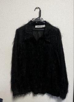 ARTISAN アルパカシルク ファー付カーディガン 黒 サイズ9*CD410