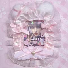 ハンドメイド トレカケース 硬質ケースデコ レースデコ ピンク 猫耳