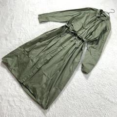 【ザラ】Ｍ カーキ 緑系 シャツワンピース コットン生地 ロング丈 春秋