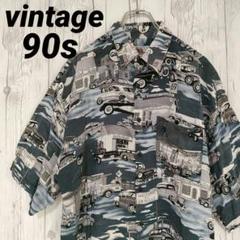 ヴィンテージ 柄シャツ 半袖 アロハシャツ グッドデザイン レーヨン 90s L