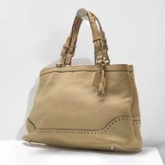 COACH Handbag Leather Beige Tassel