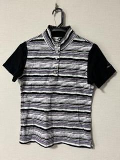 ブラック&ホワイト Black & White ストライプ立ち襟 ポロシャツ